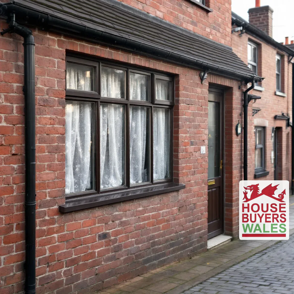 A quiet traditional South Wales terraced house with net-curtained windows
